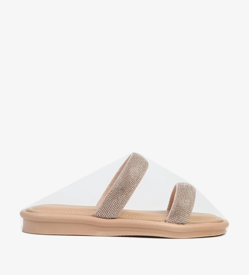 ® | PC-5101-3891 Bej-Kadın Taşlı Terlik