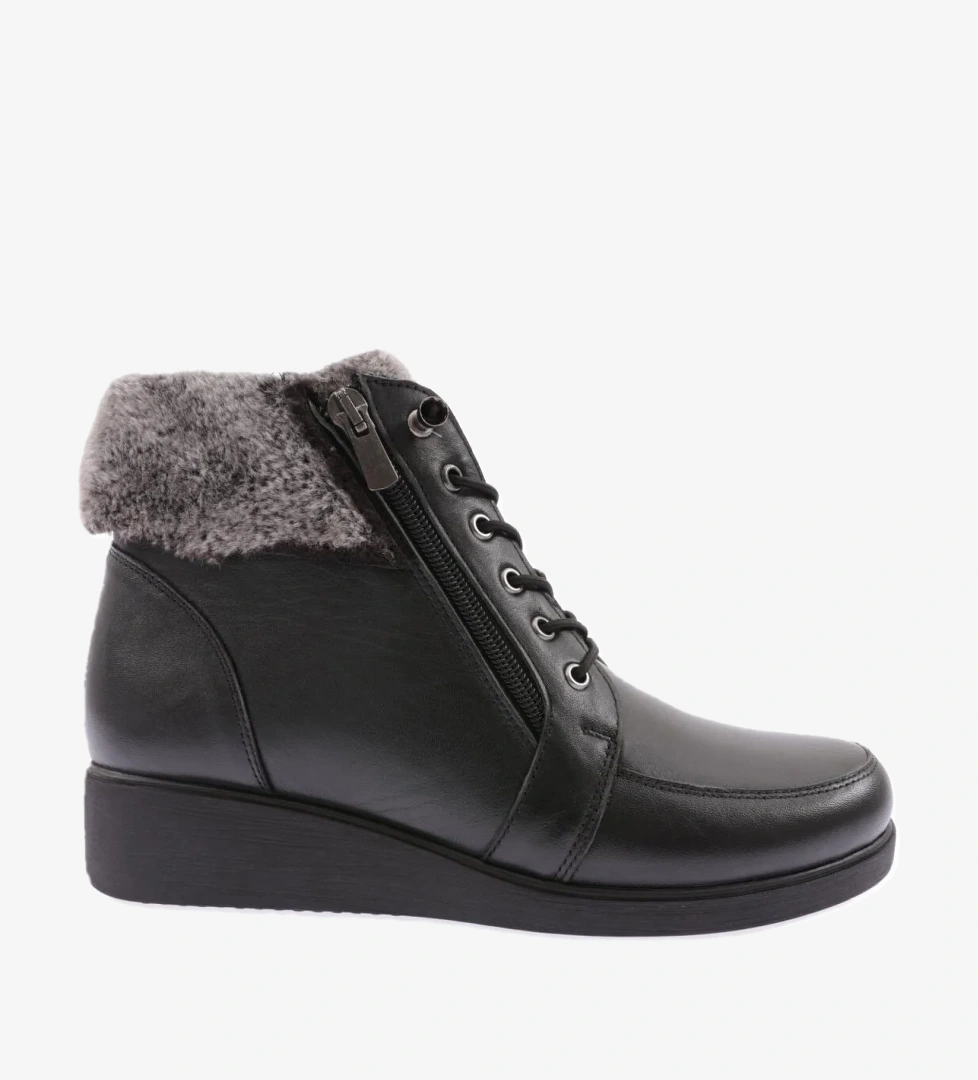 433 KÜRK DETAYLI LASTİK BAĞCIKLI YANDAN FERMUARLI KADIN BOT - Görsel 1