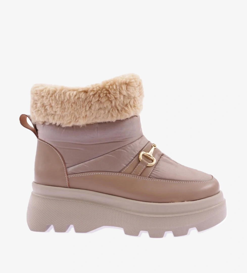 Es807 Kadin Kalin Zincir Aksesuarli Kürklü Bot - Görsel 1