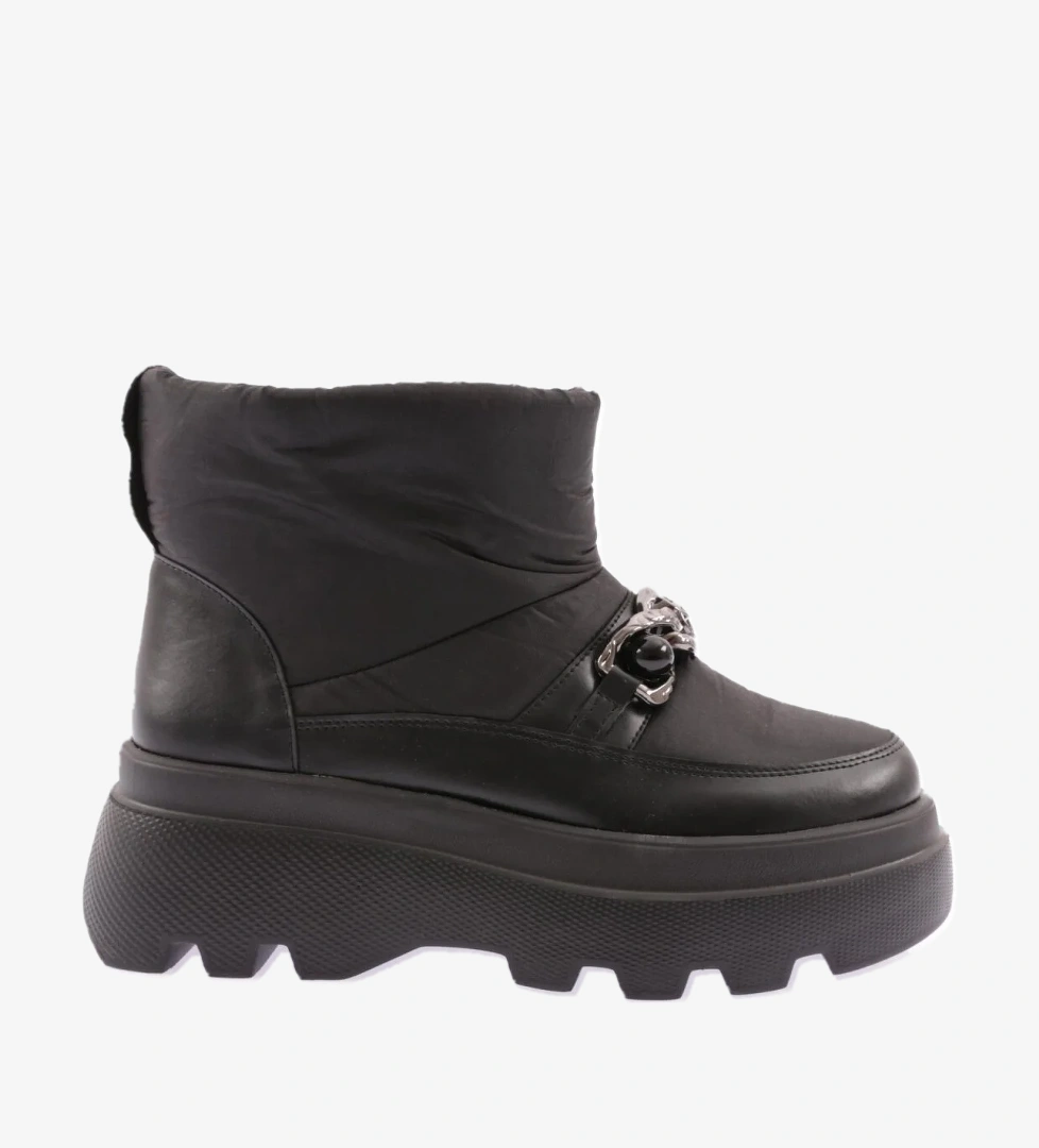 Es808 Kadin Kalin Zincir Aksesuarli İnci Taşli Bot - Görsel 1