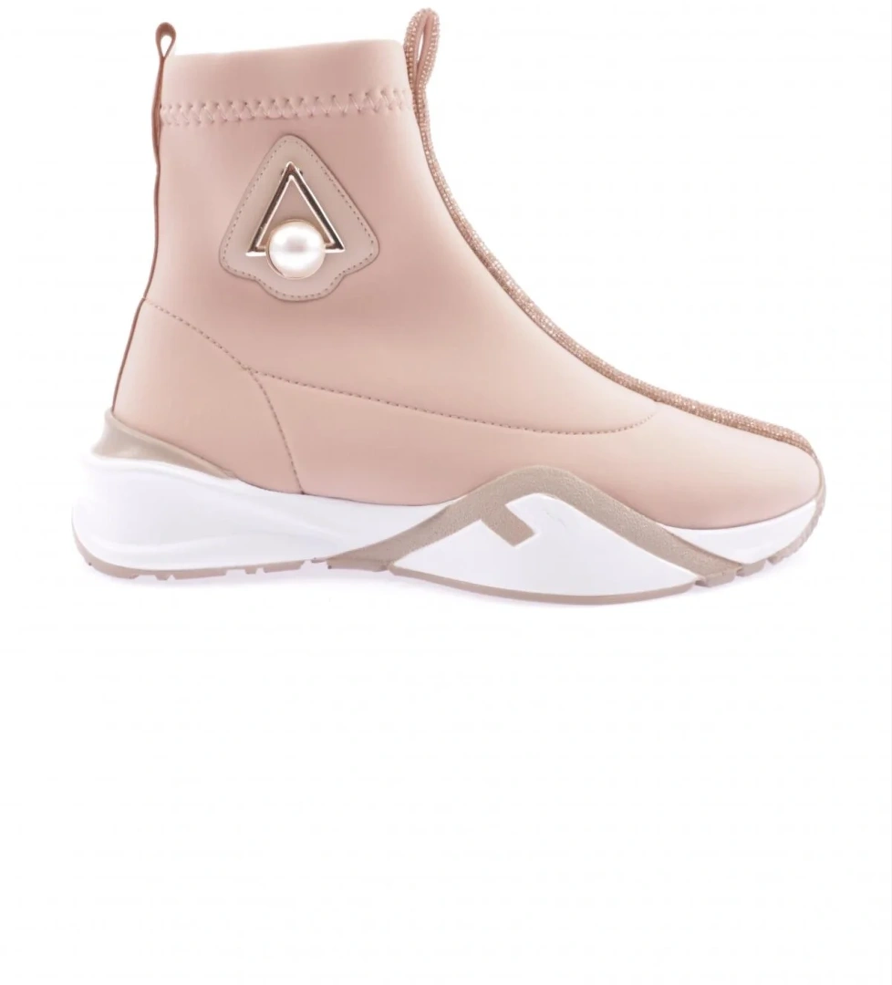 033-22K Kadin Kalin Taban Silver Taş Detayli İnci Aksesuarli Bot - Görsel 1