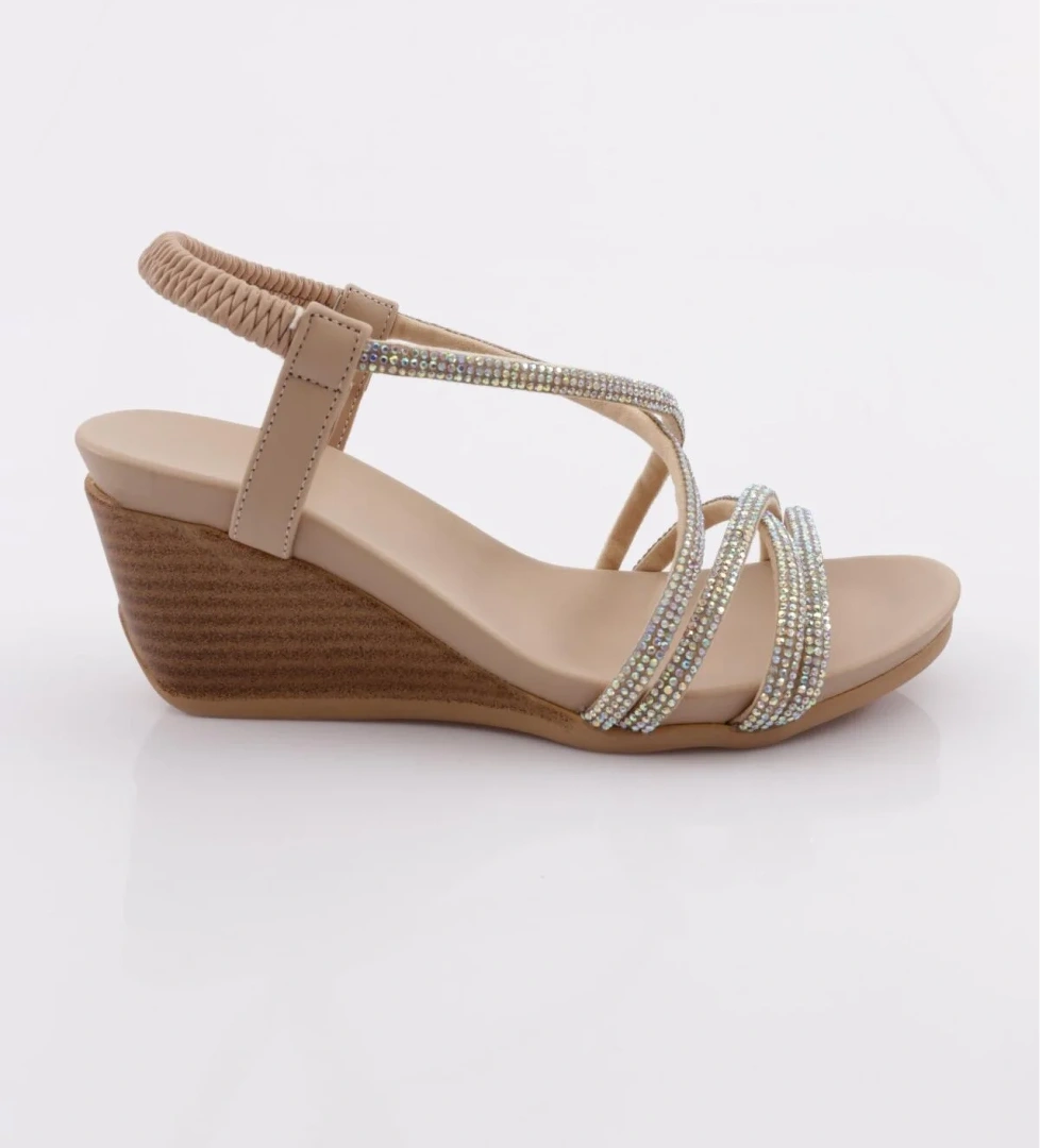 1046 Kadin Dolgu Taban Çapraz Bantli Sandalet - Görsel 1