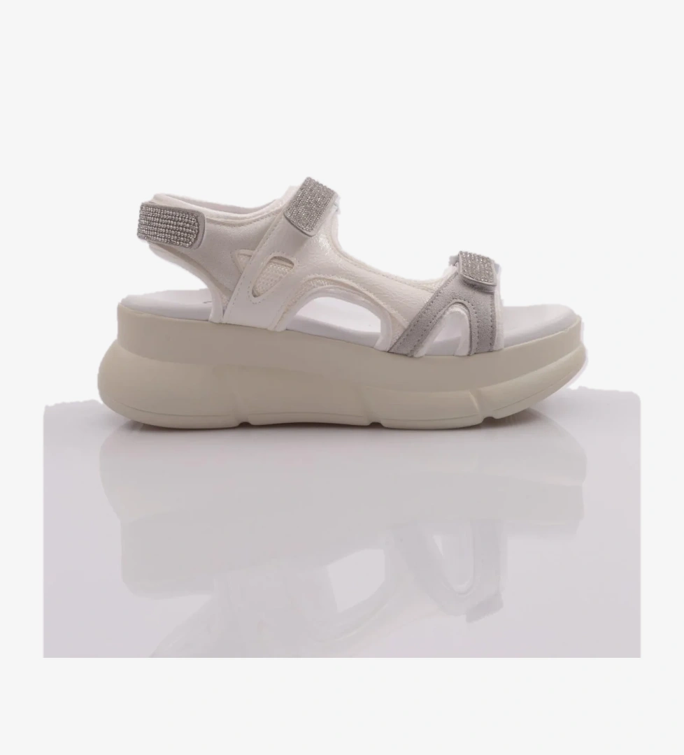 4940-22Y KADIN KALIN TABAN SİLVER TAŞLI CIRTLI SANDALET