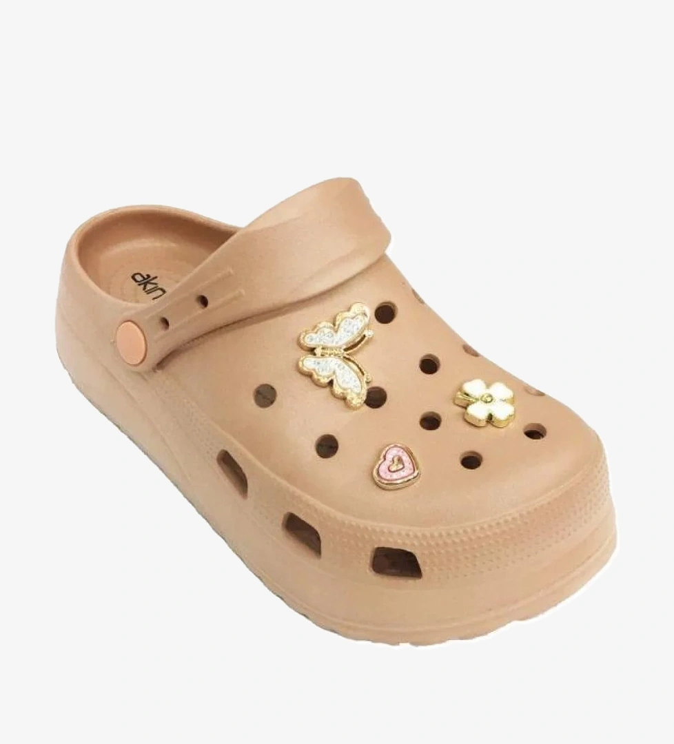 Akınal E428-24 Medical Sabo Taşlı Kadın Terlik Pastel Kahverengi - Görsel 1