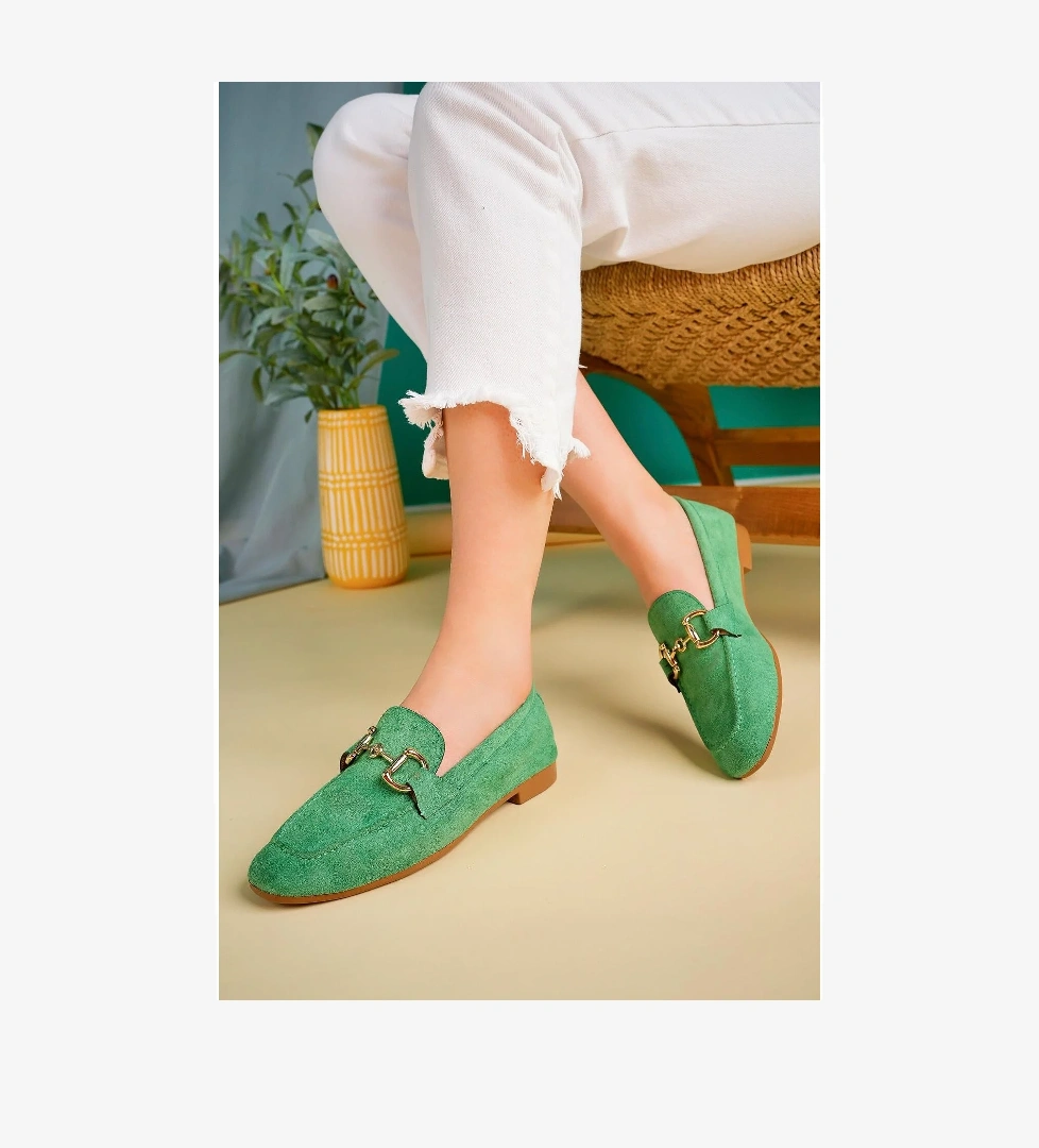 MONA Garantili Metal Tokalı Deri Kadın Loafer Günlük Ayakkabı