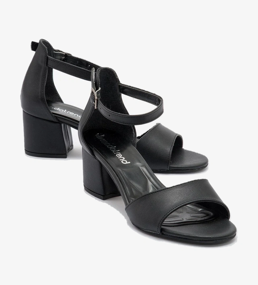 Kadın Bantlı Topuklu Sandalet SİYAH CİLT - Görsel 1