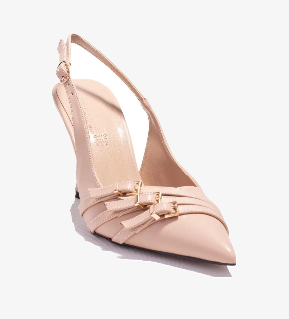 DZA07-7311241 Bej Klasik Topuklu Kadın Ayakkabı