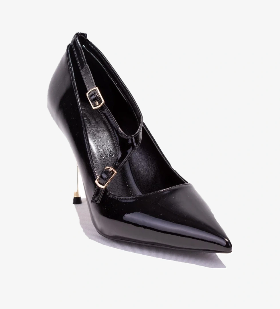 Dagoster Dza07-7129215 Siyah Nut Rugan Abiye Topuklu Kadın Ayakkabı model görseli