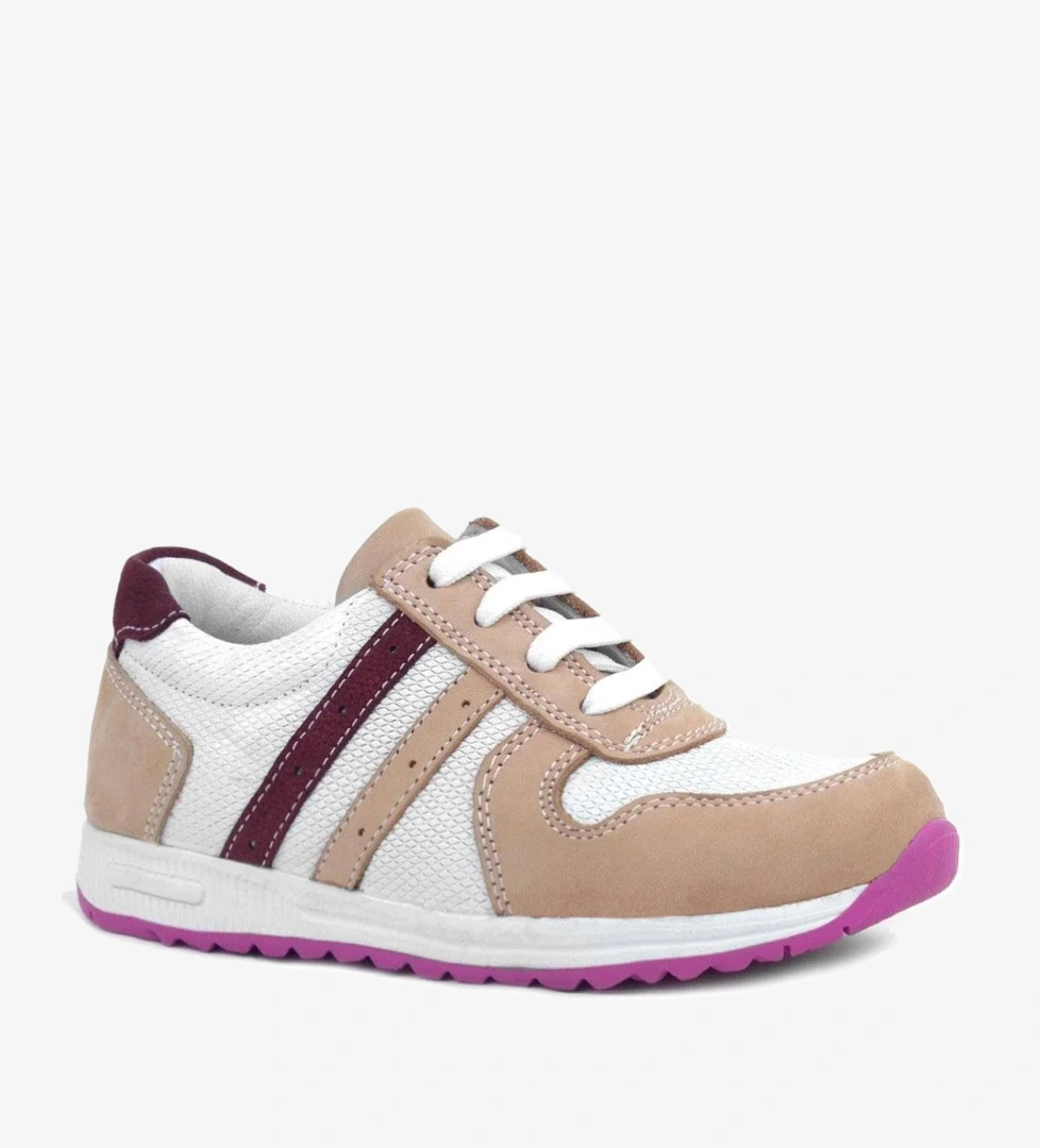 Hakiki Deri Pembe Fuşya Tabanlı Kız Çocuk Günlük Spor Ayakkabı - Görsel 1