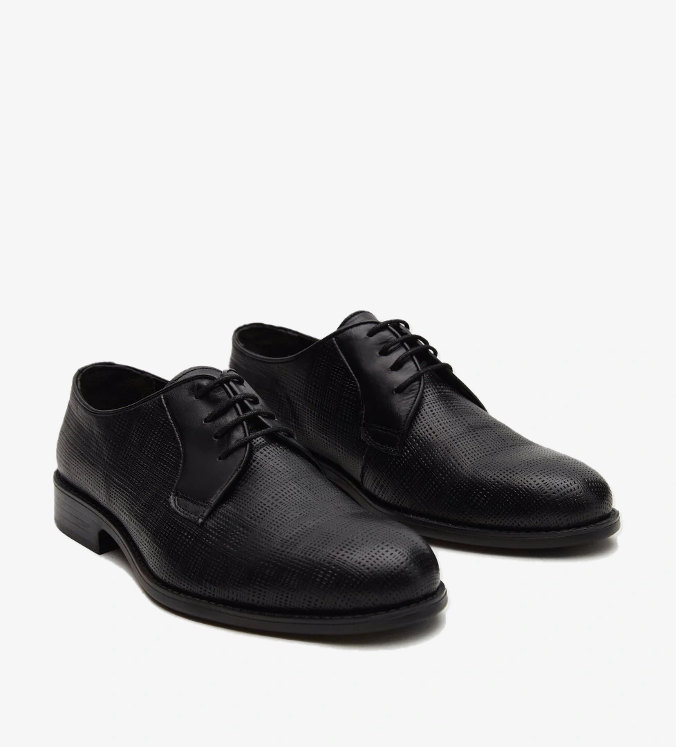 Ds Damat Siyah Desenli Klasik Deri Ayakkabi - Görsel 1