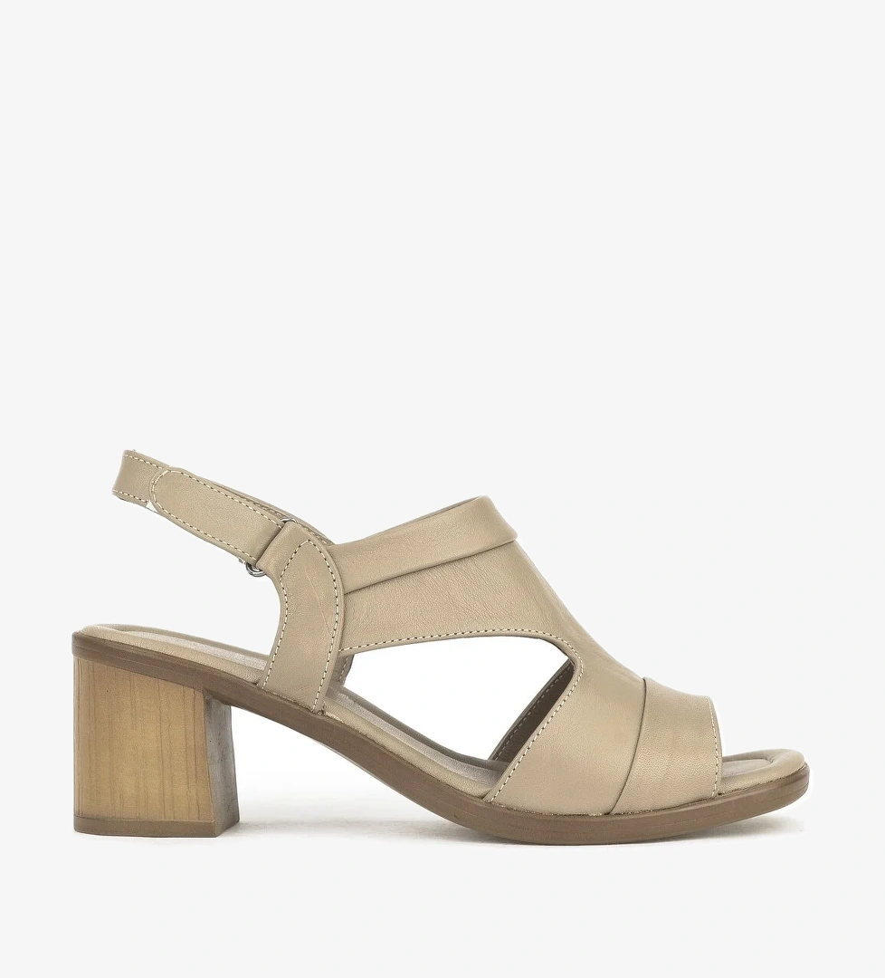 Kadın Hakiki Deri Topuklu Sandalet 1411020Z2211 Bej