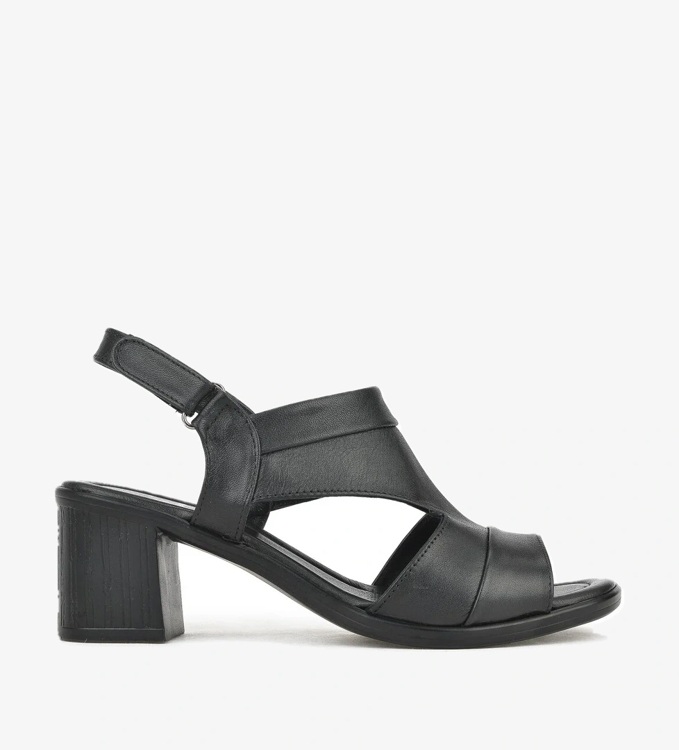Kadın Hakiki Deri Topuklu Sandalet 1411020Z2211 Siyah