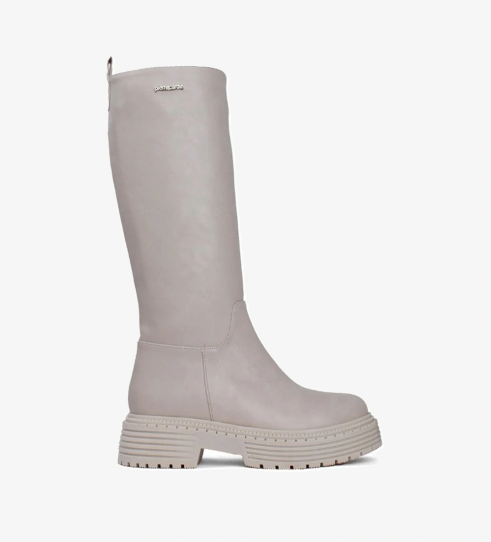 52443 Kışlık Kadın Çizme Dizaltı Bej - Görsel 1