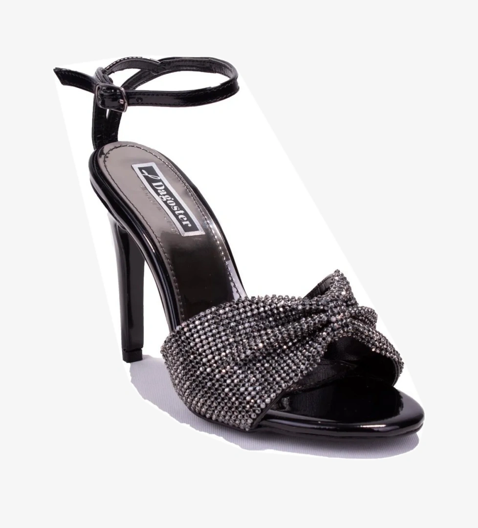 Dagoster DZA07-1240925 Siyah Ayna Taşlı Abiye Topuklu Kadın Ayakkabı model görseli