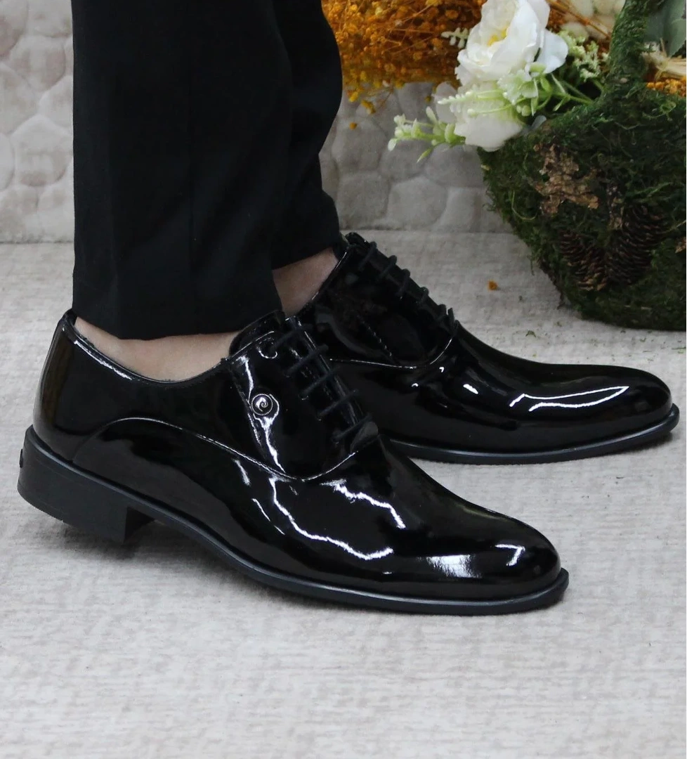 7017 Siyah Rugan Damat Ayakkabısı Takım Ayakkabısı Erkek Klasik Ayakkabı - Görsel 1