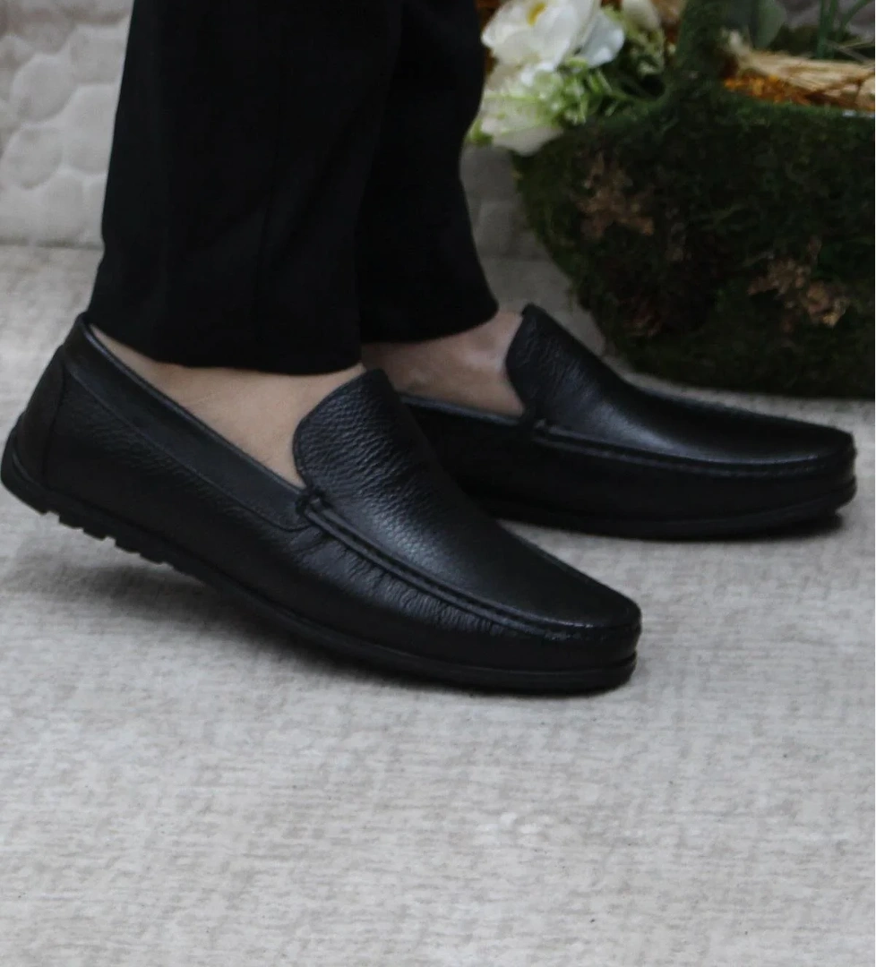 31101 Siyah Deri Hakiki Deri Loafer Erkek Babet Erkek Ayakkabı - Görsel 1
