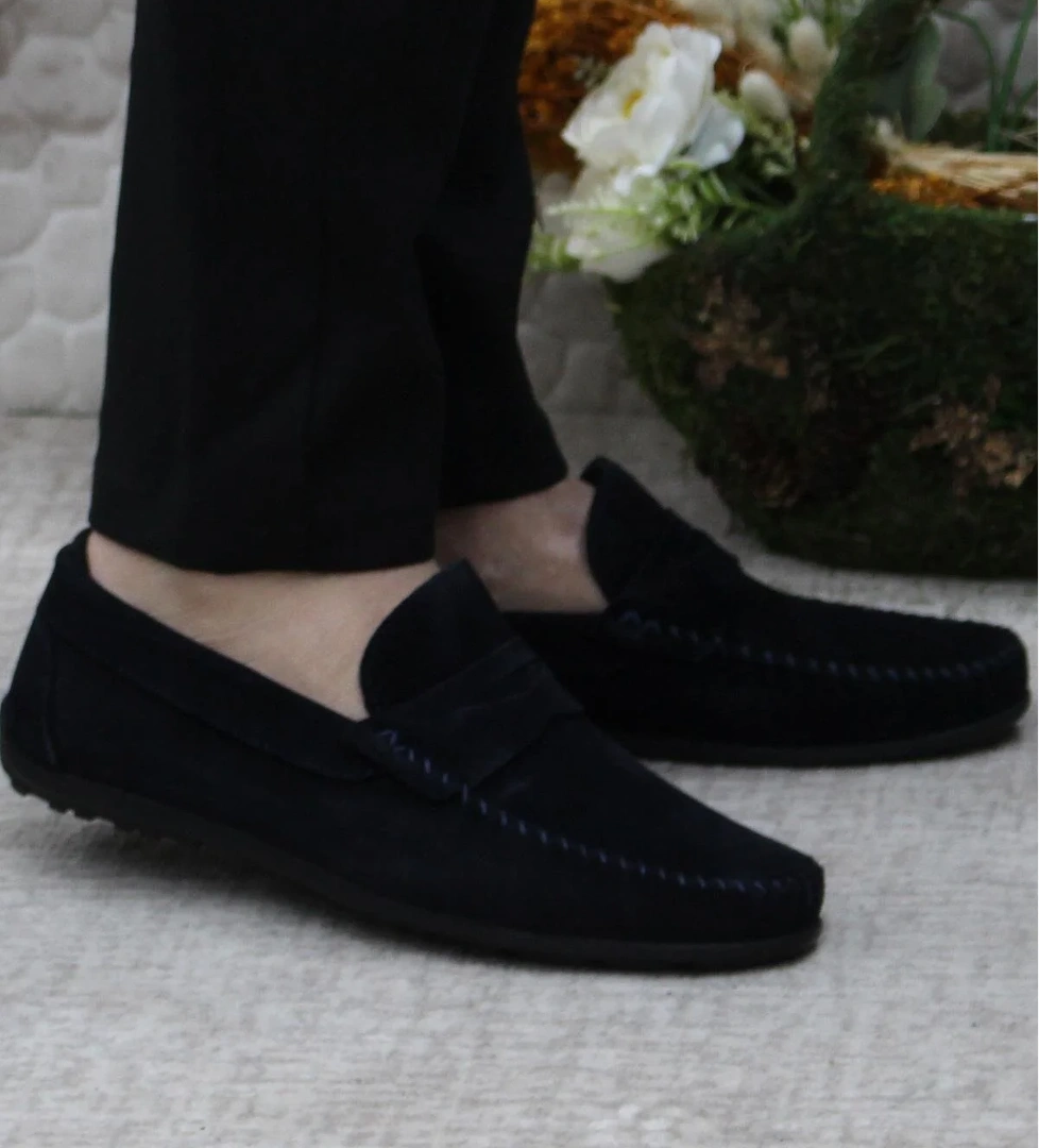 Mehmet Mete 31020 Lacivert Süet Hakiki Deri Loafer Erkek Babet Erkek Ayakkabı model görseli