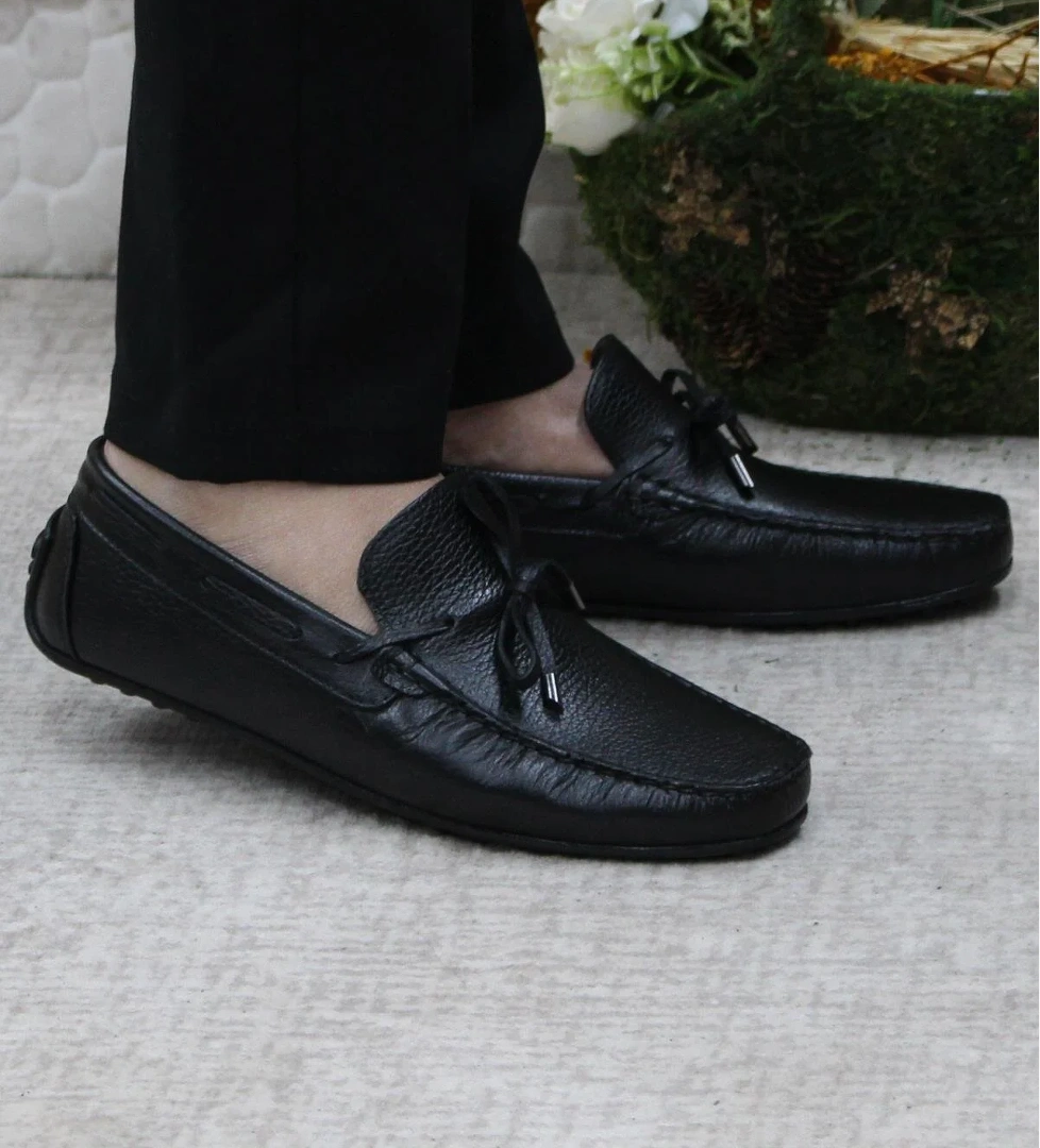 31110 Siyah Deri Hakiki Deri Loafer Erkek Babet Erkek Ayakkabı - Görsel 1