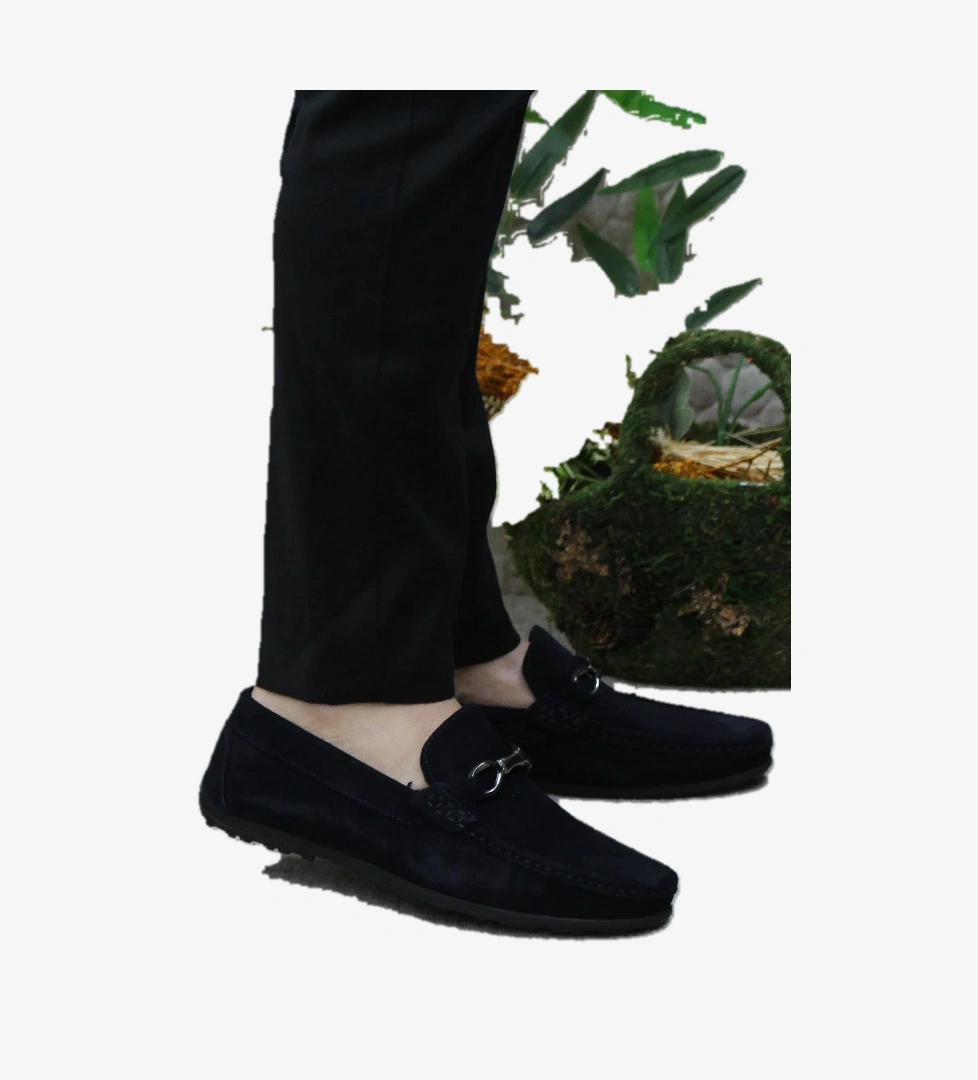 31012 Lacivert Süet Hakiki Deri Loafer Erkek Babet Erkek Ayakkabı - Görsel 1