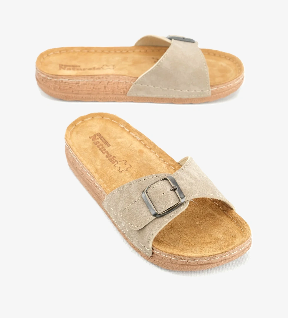 Kadın Yazlık İç Tabanı Hakiki Deri Tek Toka Ayarlanabilir Rahat Taban Günlük Terlik - Görsel 1