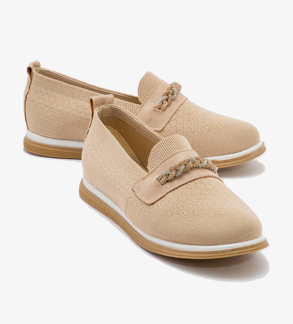 Ccway Kadın Kaydırmaz Taban Taşlı Günlük Ayakkabı NUDE model görseli