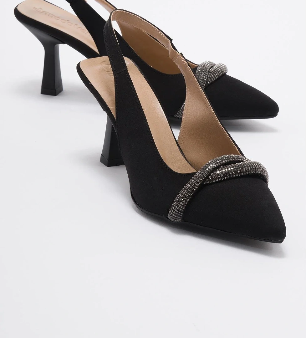 Kadın Taşlı Topuklu Ayakkabı SİYAH ZRA