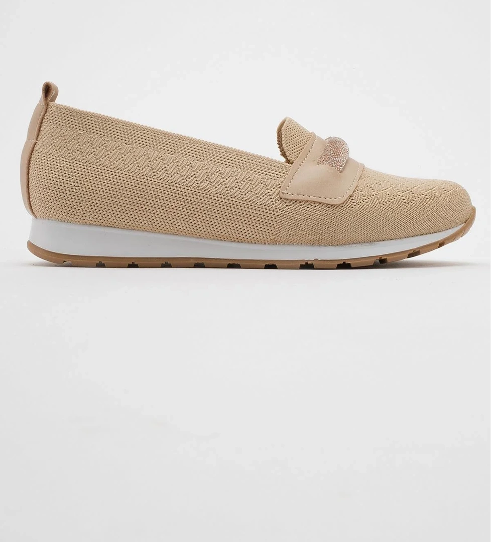 Ccway Kaydırmaz Taban Taşlı Kadın Babet NUDE model görseli