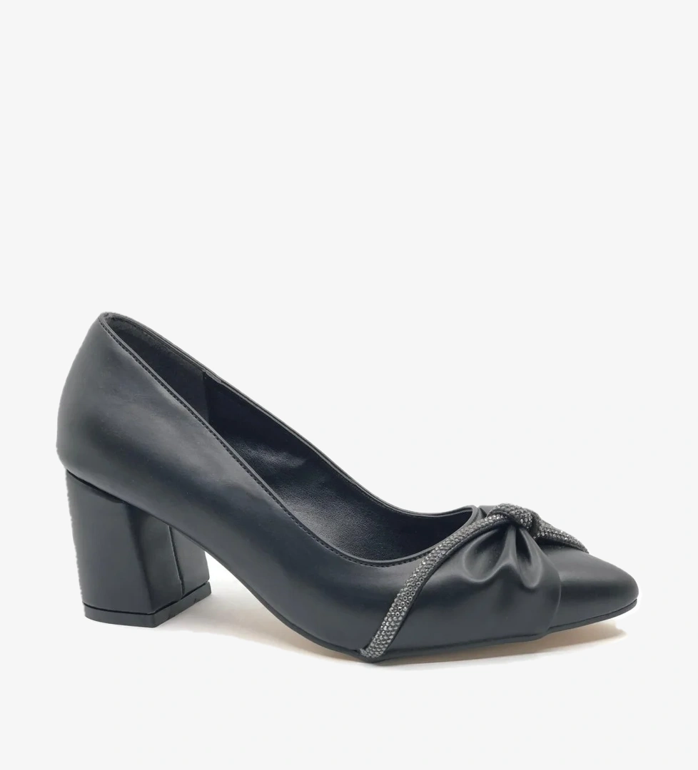 Düğüm Taş Detaylı 6 cm Topuklu Kadın Klasik Ayakkabı