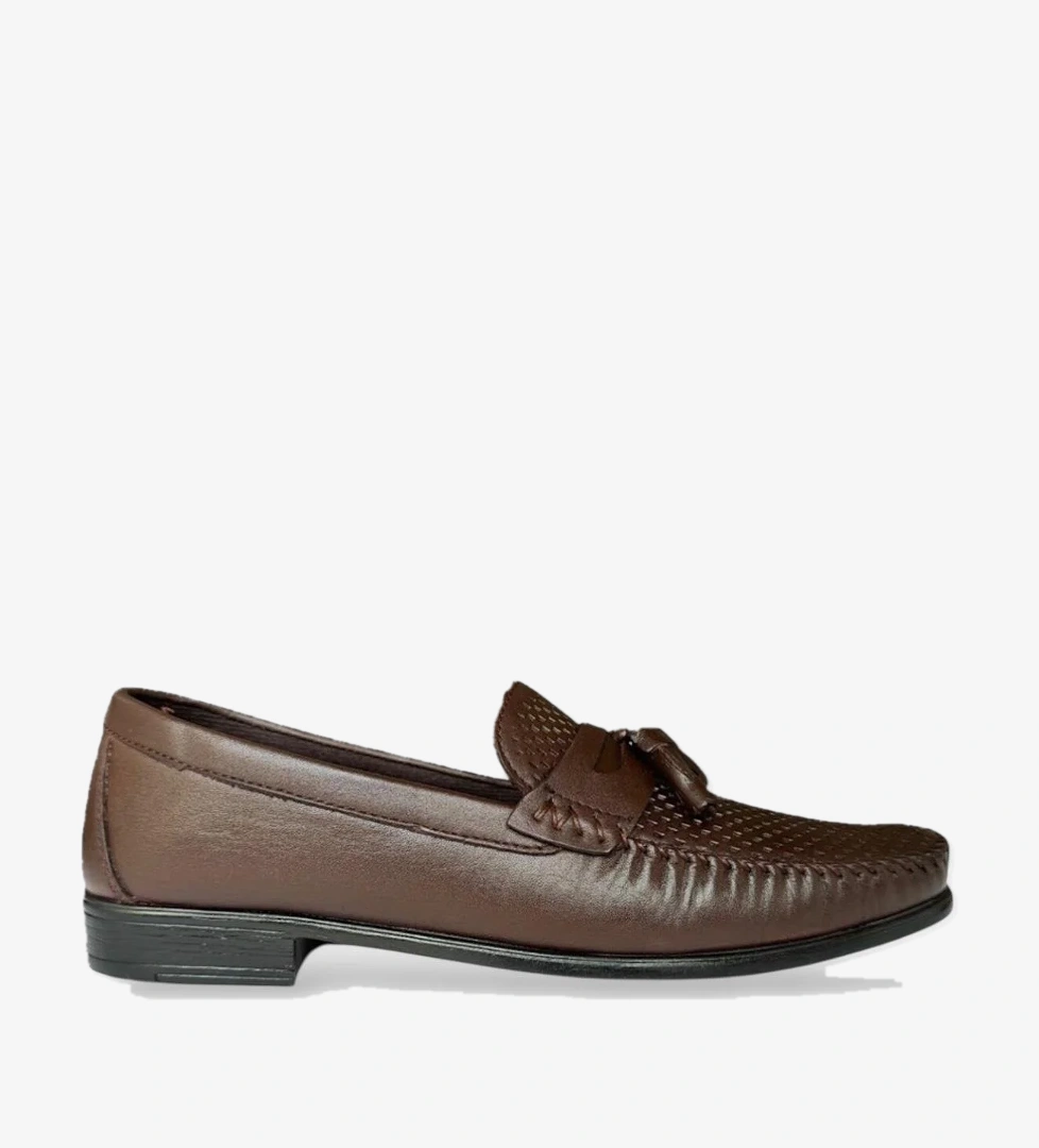 Erkek Hakiki Deri Loafer Günlük Ayakkabı KAHVERENGİ - Görsel 1