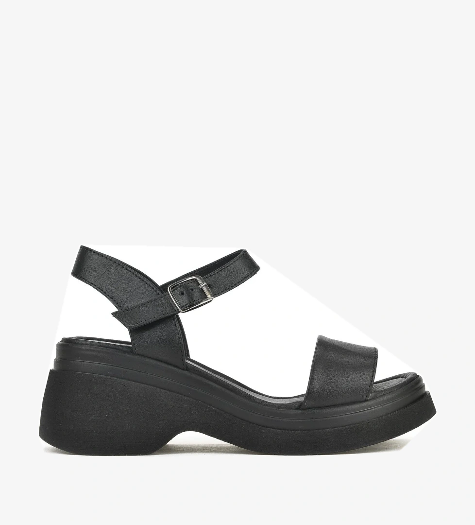 Kadın Hakiki Deri Topuklu Sandalet 141992Z68002 Siyah