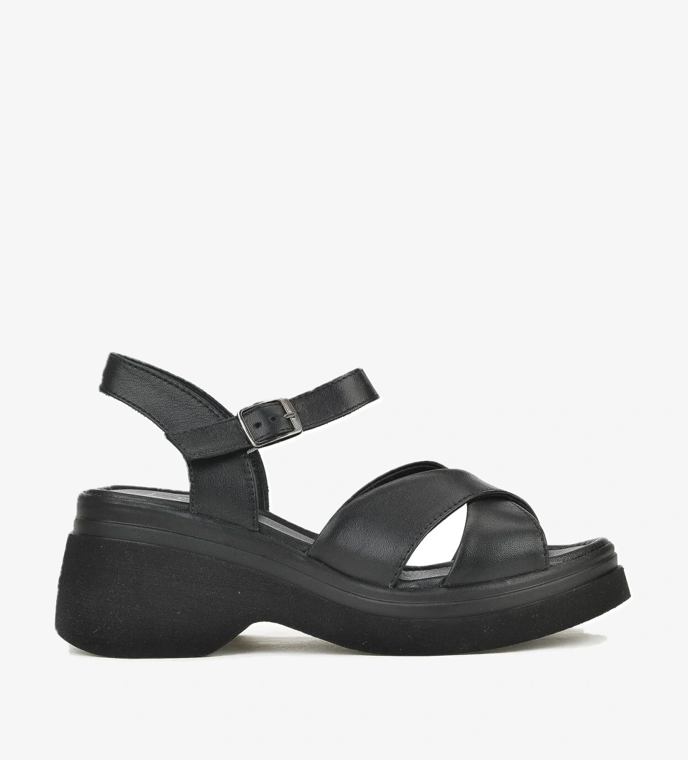 Kadın Hakiki Deri Topuklu Sandalet 141992Z61001 Siyah