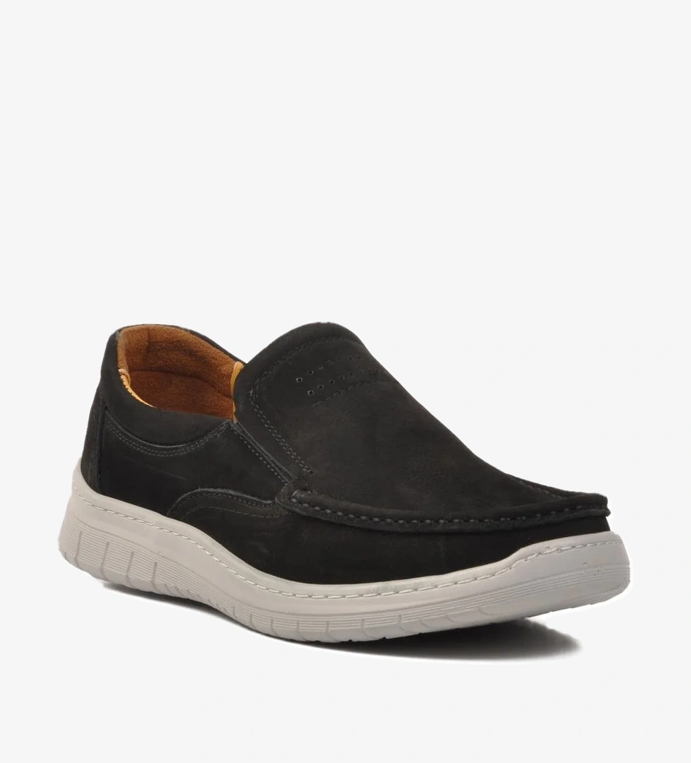 804 Siyah Nubuk Hakiki Deri Erkek Günlük Ayakkabı