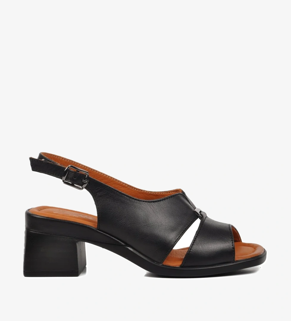 Venüs 2311510y Siyah Bej Hakiki Deri Kadın Topuklu Sandalet model görseli