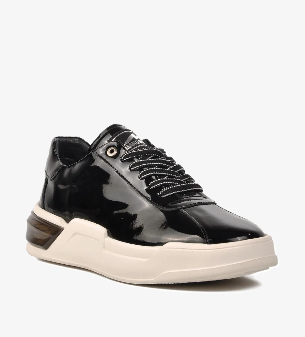 152-19197 Siyah Rugan-Beyaz Hakiki Deri Erkek Sneaker