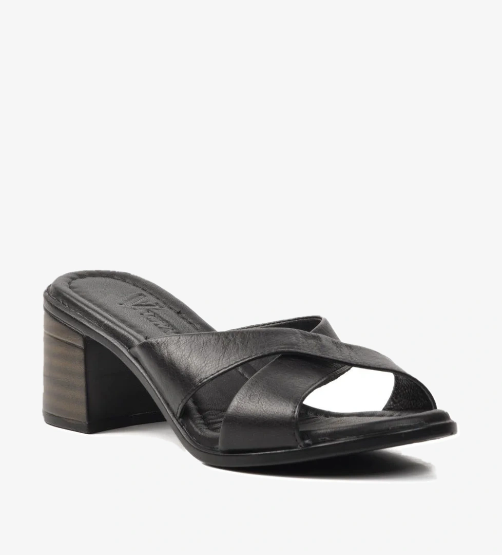 9749 Siyah Hakiki Deri Kadın Terlik