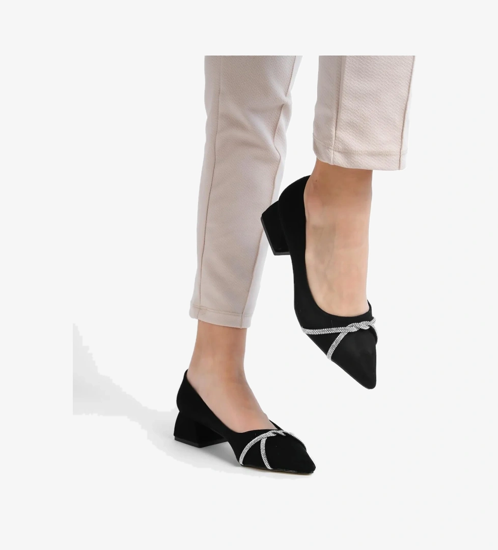 4 cm Topuklu Taşlı Kadın Klasik Ayakkabı - Görsel 1