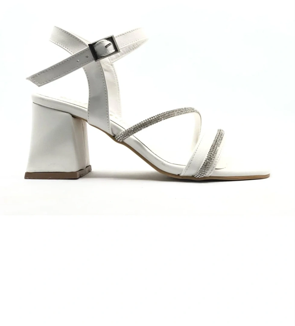 Şerit Taş Detaylı 8 cm Topuklu Kadın Abiye Ayakkabı