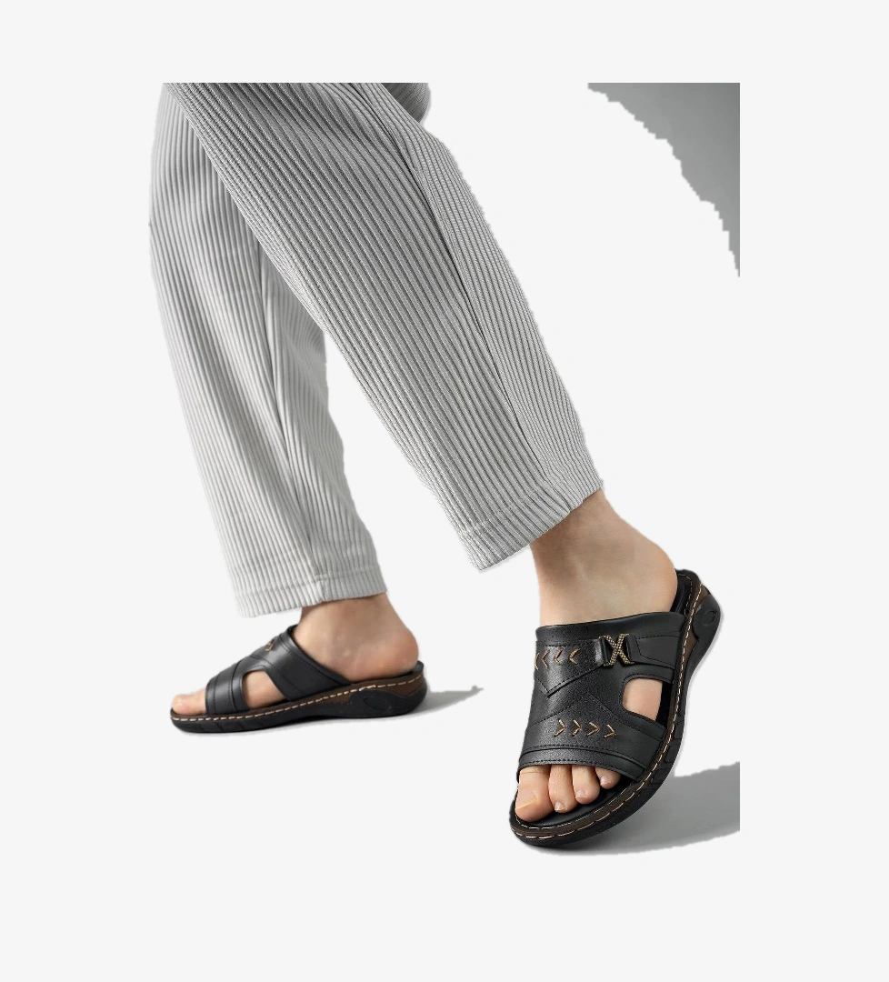 RYAN Garantili Ortopedik Rahat Taban Deri Görünümlü Erkek Terlik