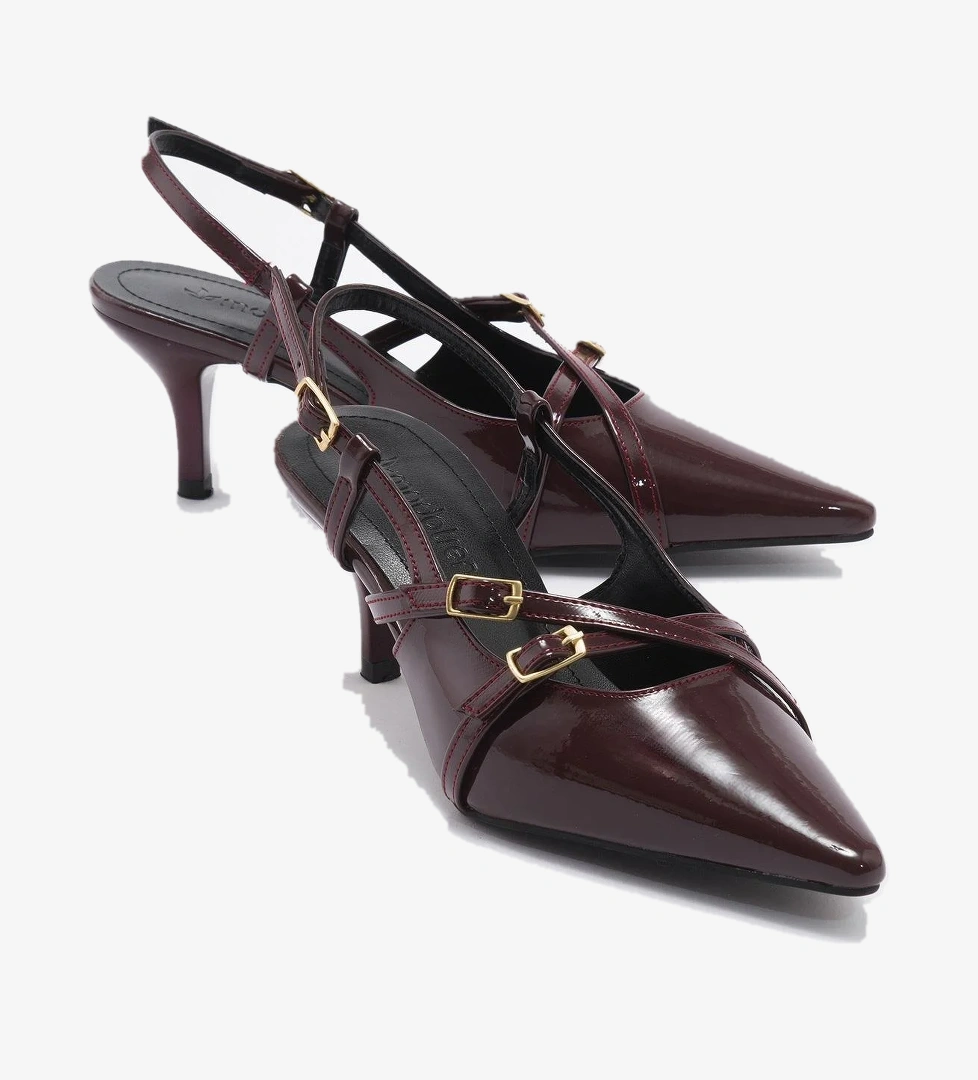 Kadın Sivri Burun Topuklu Ayakkabı BORDO RUGAN