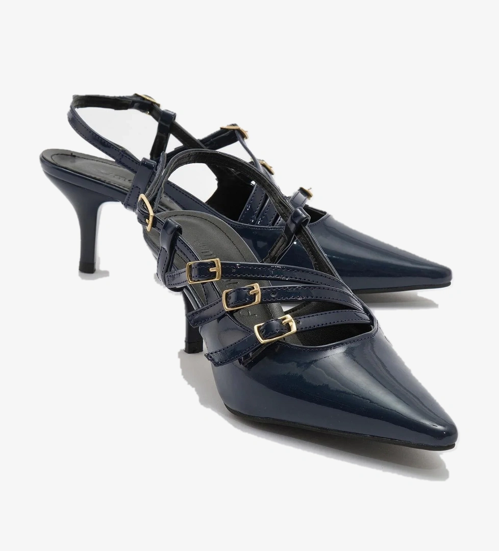 Ccway Kadın 4 Tokalı Topuklu Ayakkabı Rugan model görseli