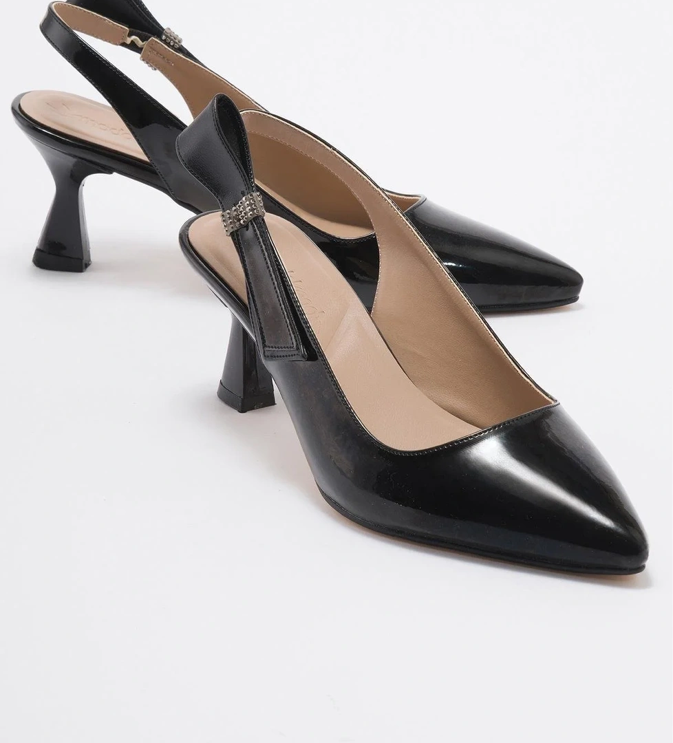 Kadın Stiletto Ayakkab SİYAH RUGAN - Görsel 1