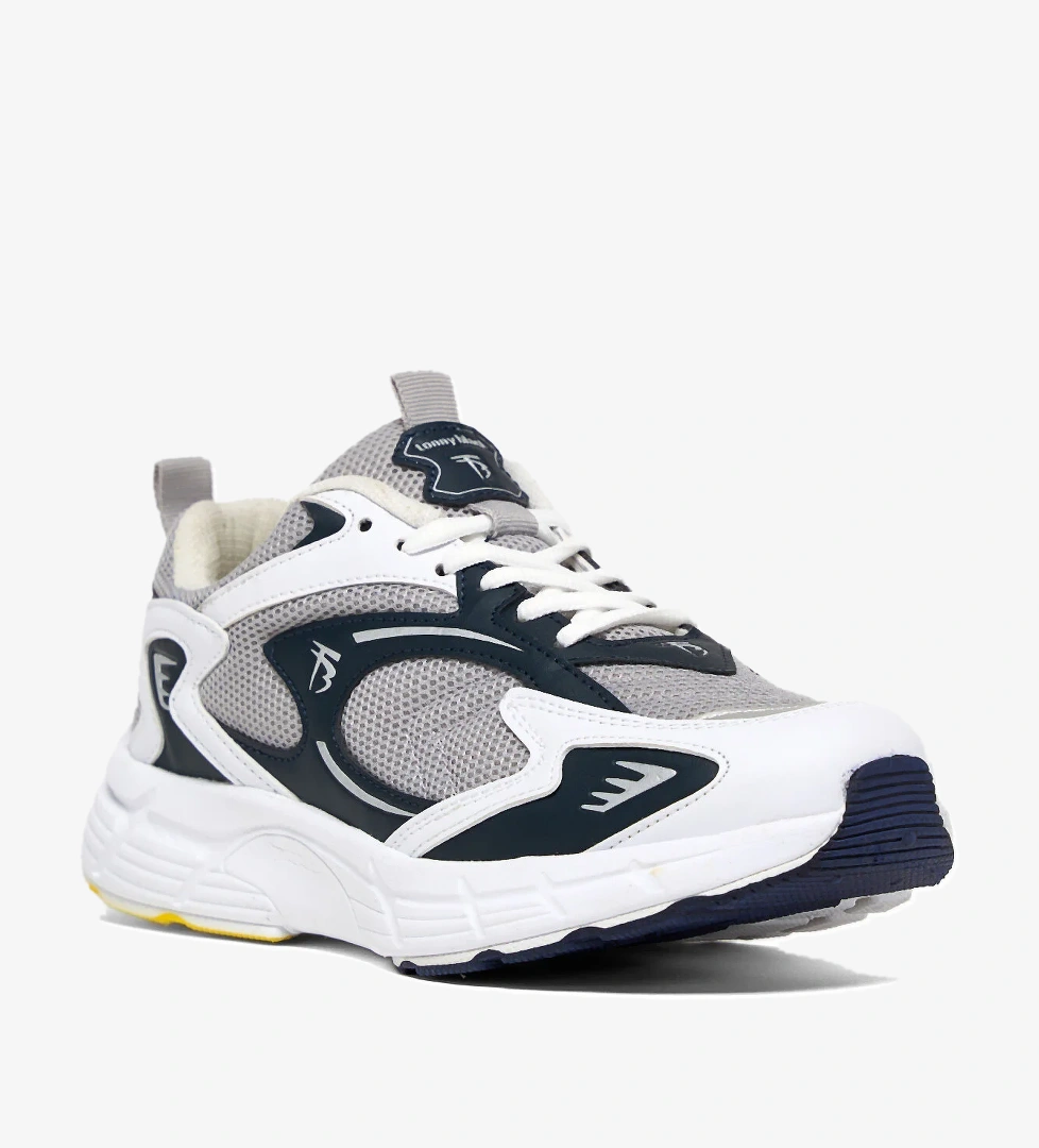 Unisex Gri Lacivert Rahat Kalıp Yüksek Faylon Taban Bağcıklı Spor Ayakkabı