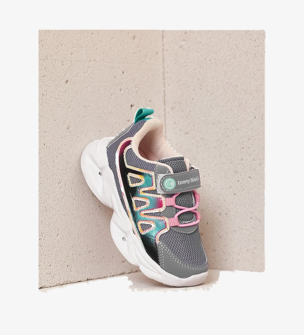 Çocuk Unisex Lila Şeker Rahat Kalıp Işıklı Cırtlı Ayakkabı