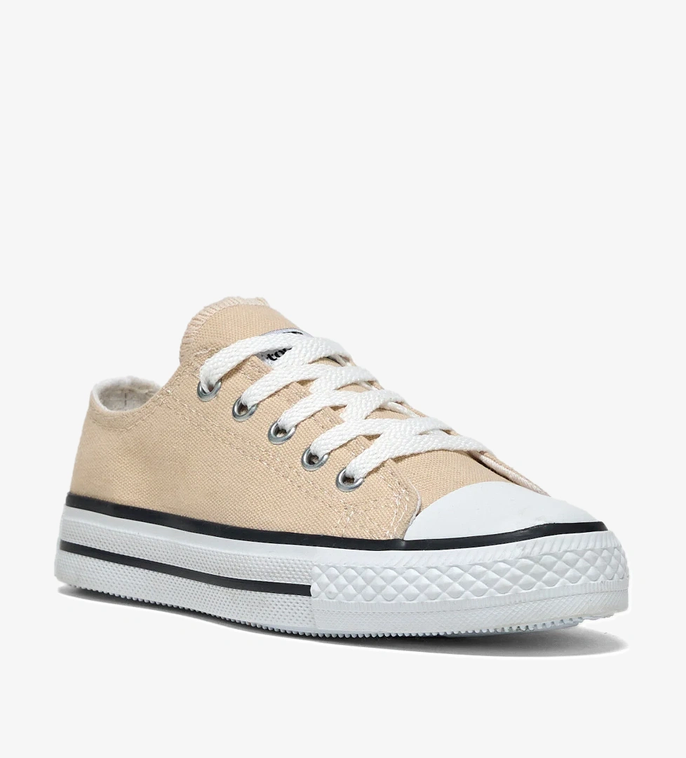 Çocuk Unisex Bej Rahat Kalip Bağcıklı Spor Ayakkabı - Görsel 1