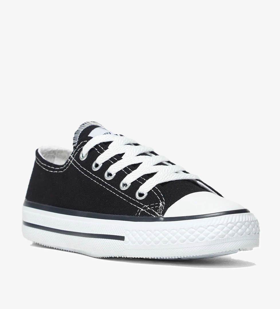 Çocuk Unisex Siyah Rahat Kalip Bağcıklı Spor Ayakkabı - Görsel 1