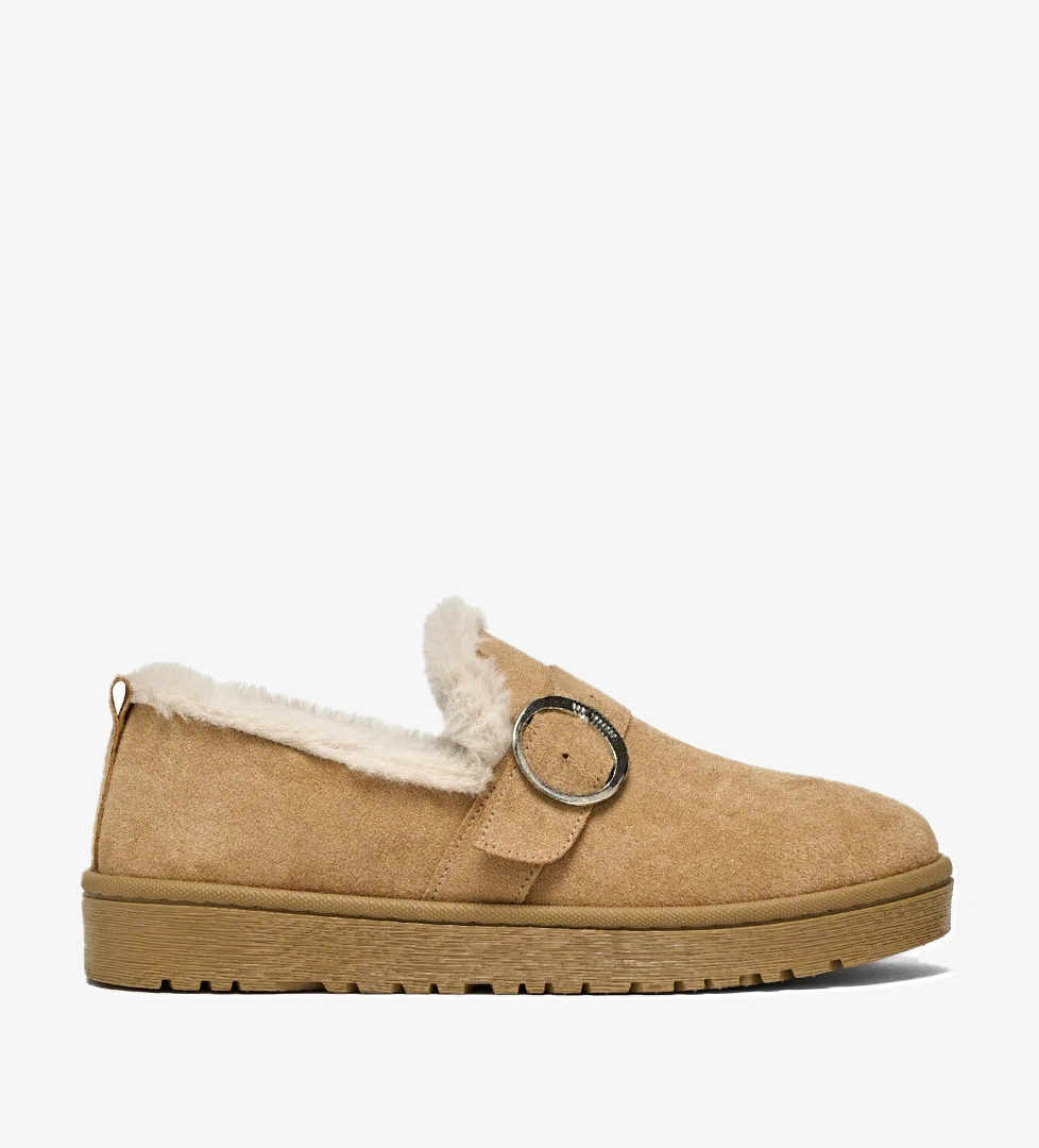 Tonny Black Kadın Siyah Nude Süet Rahat Kalıp İçi Kürklü Tokalı Kısa Bot model görseli