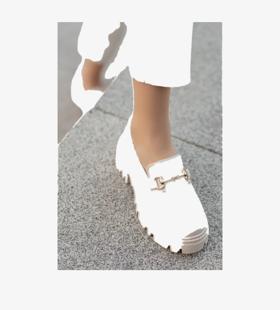 Garantili D124 Kadın Kalın Taban Zincirli Loafer Günlük Ayakkabı