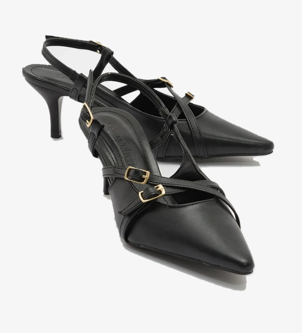 Ccway Kadın Sivri Burun Topuklu Ayakkabı Rugan model görseli