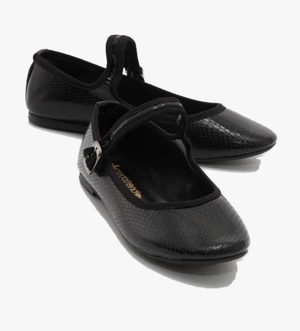 Kadın Tek Tokalı Babet SİYAH YILAN