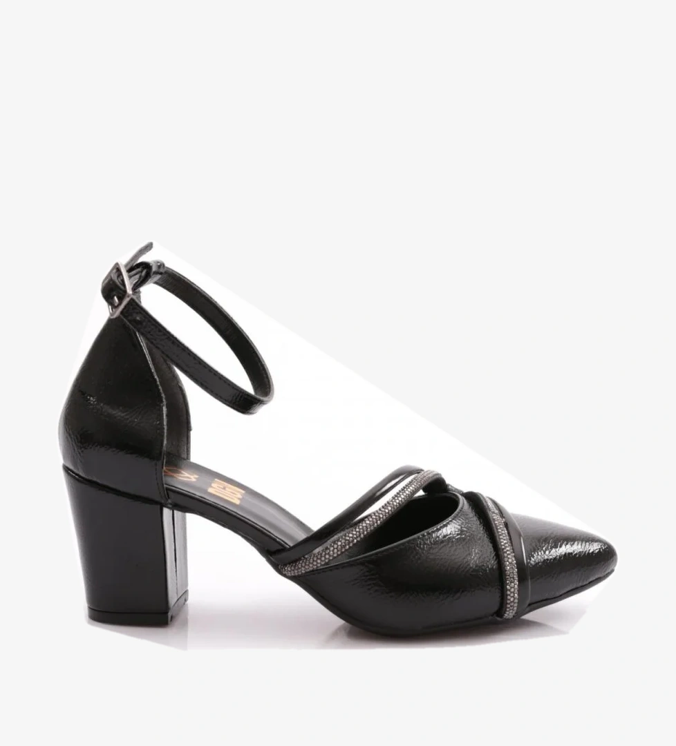 Dg K644 Kadin Taş Süslemeli Bilekten Bağlamali Topuklu Ayakkabi